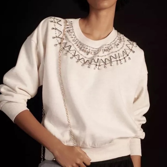 MAEVE FROM ANTHROPOLOGIE Embellished collar Pullover Size Small - Picture 1 of 9